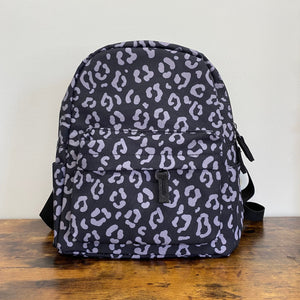 Mini Backpack - Animal Print, Black & Grey Leopard