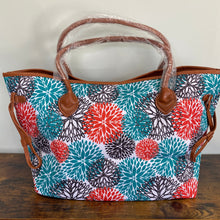 Load image into Gallery viewer, Weekender Oversized Carryall Bag - Teal White Dahlia
