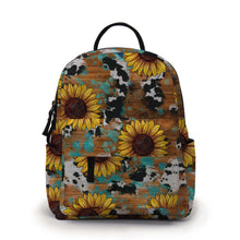 Load image into Gallery viewer, Pouch &amp; Mini Backpack Set - Sunflower Cow Wood
