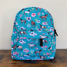 Load image into Gallery viewer, Pouch &amp; Mini Backpack Set - Horse Floral Teal

