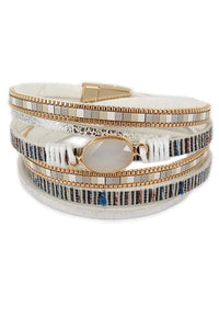 White & Gold Multi-Strand Wrap Bracelet